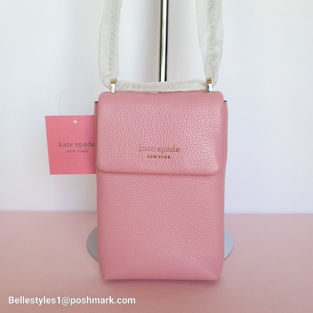 KATE SPADE Bradley North/South Pebbled Leather Phone Crossbody- Rococo Pink🎈⭐